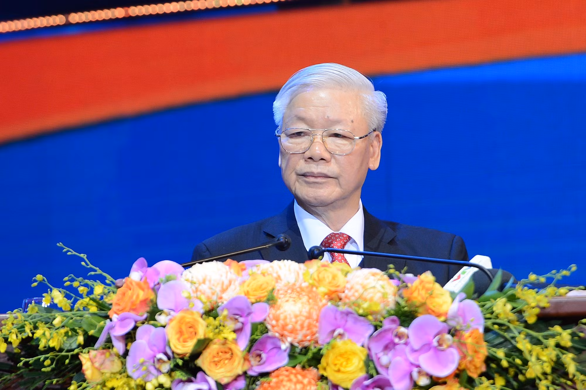 Tổng Bí thư Nguyễn Phú Trọng tại lễ kỷ niệm 90 năm thành lập Đoàn TNCS Hồ Chí Minh. Ảnh: Dương Triều