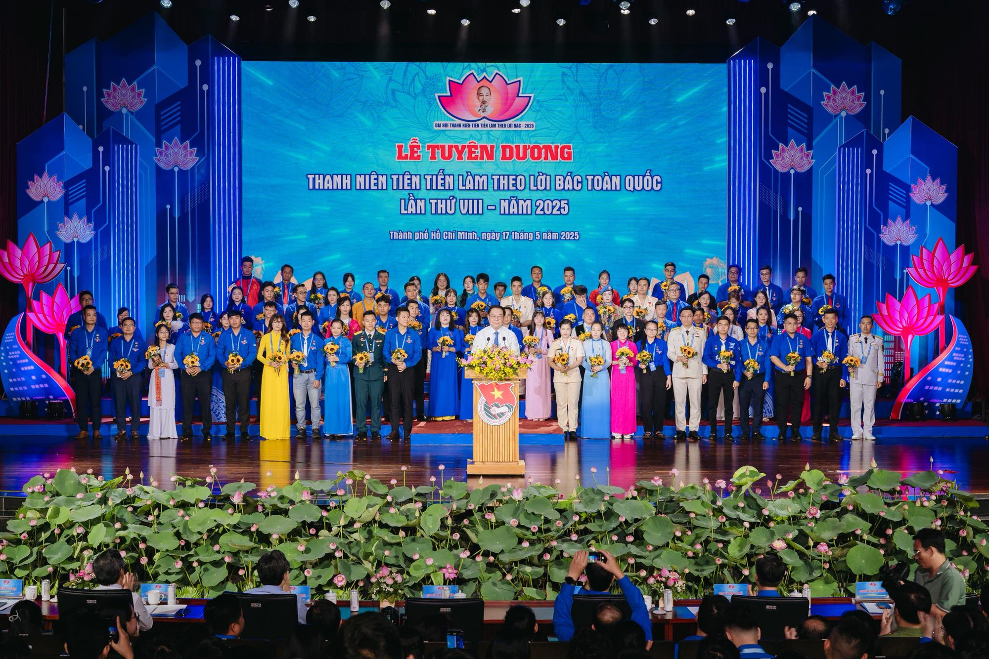 Trưởng ban Tuyên giáo và Dân vận T.Ư Nguyễn Trọng Nghĩa phát biểu tại Đại hội Thanh niên tiên tiến làm theo lời Bác toàn quốc lần thứ VIII năm 2025. Ảnh: BTC