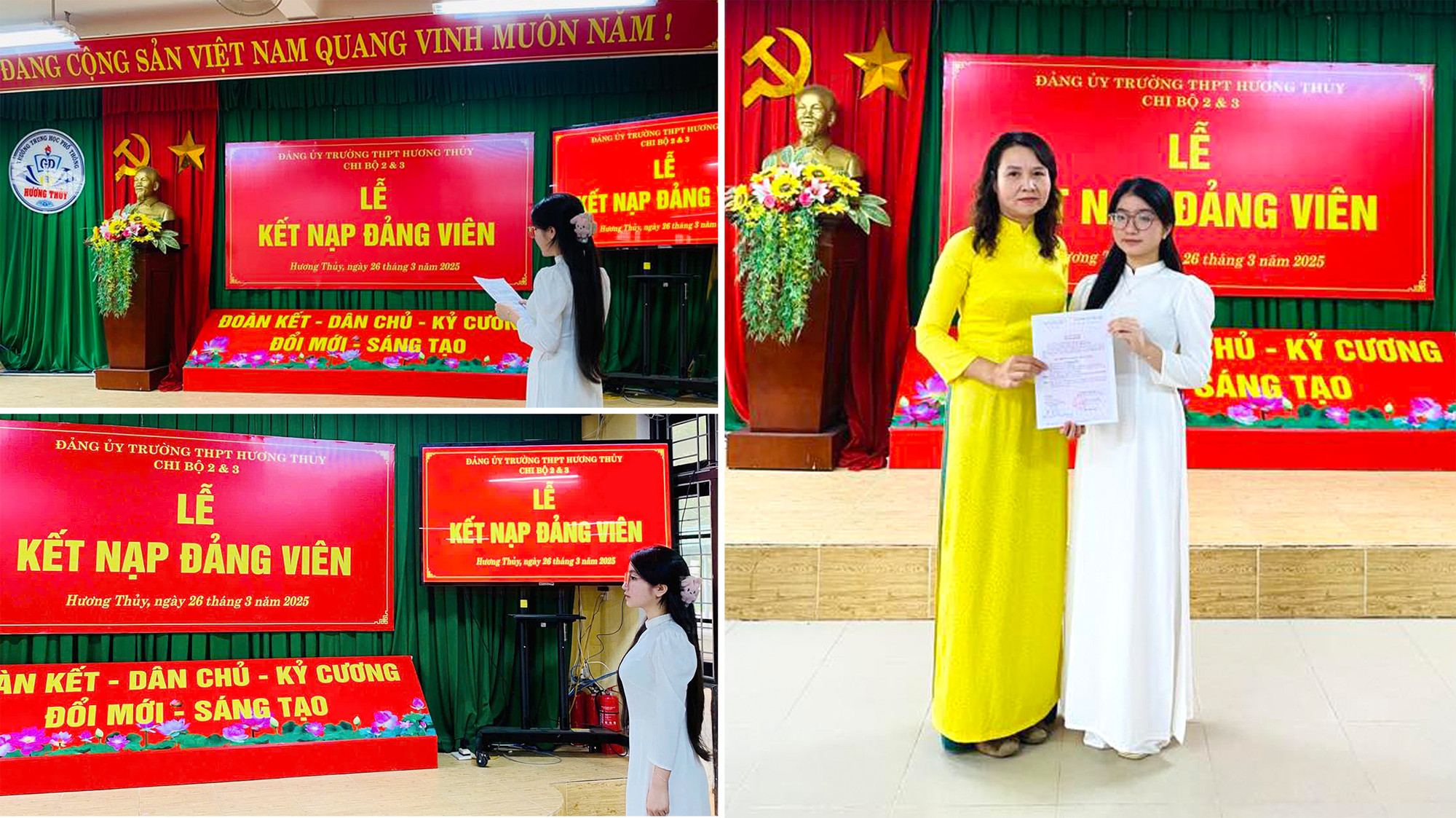 Yến Nhi được kết nạp Đảng trong ngày 26/3. Ảnh: NVCC Yến Nhi được kết nạp Đảng trong ngày 26/3. Ảnh: NVCC