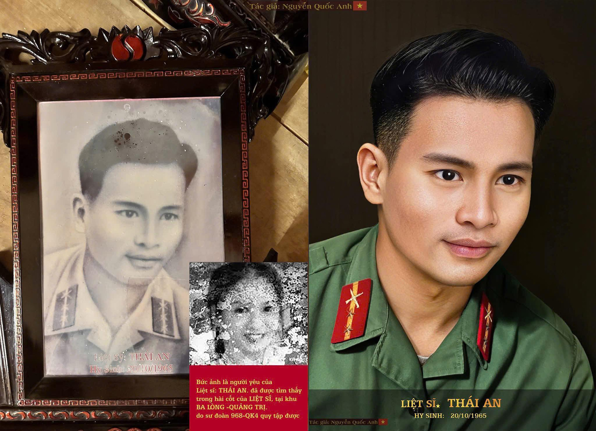 Hình ảnh liệt sĩ Thái An trước và sau khi được nhóm Skyline phục dựng.