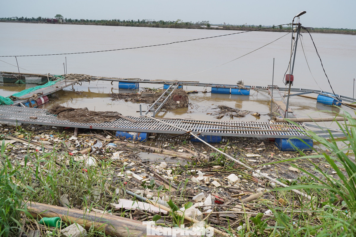 Bần thần dọn về sinh để chuẩn bị sửa chữa hệ thống lồng cá tái sản xuất, ông Phạm Văn Huận (xóm Hữu Trung, xã Hà Thanh) buồn rầu nói, trong trận lũ vừa rồi đã gây ra thiệt hại lớn cho gia đình ông. Rác từ thượng nguồn đổ về đánh dựng đứng 6 lồng cá của ông, toàn bộ hơn 10 tấn cá trôi sông hết.