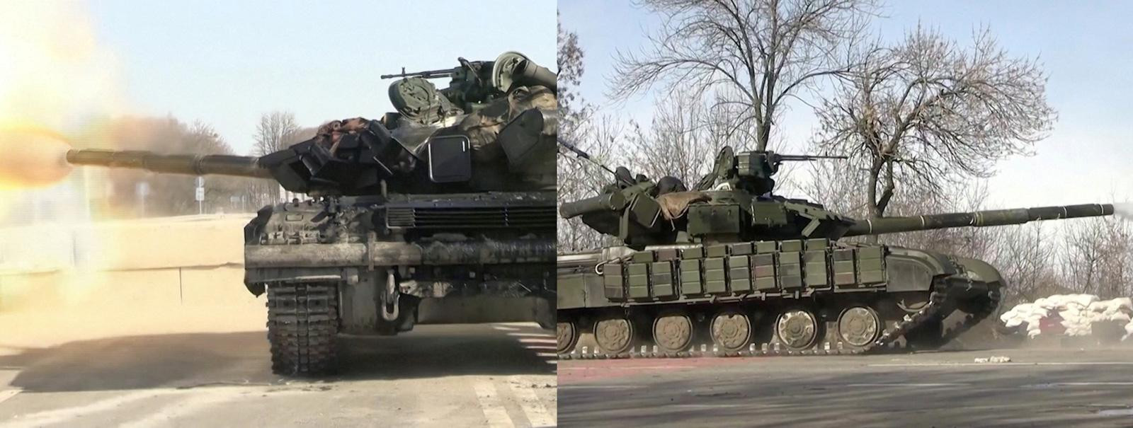 Xe tăng của lực lượng vũ trang Ukraine tại gần TP Kharkiv – Ukraine hôm 20-3. Ảnh: Reuters