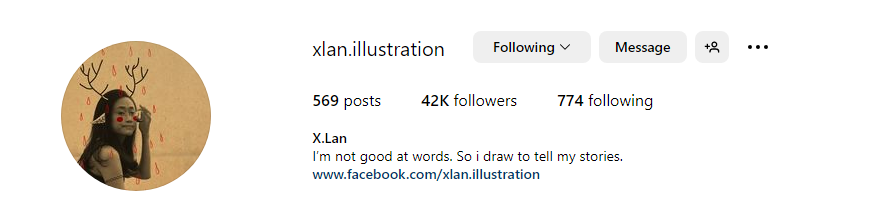 Phần giới thiệu trên trang Instagram cá nhân của X.Lan.