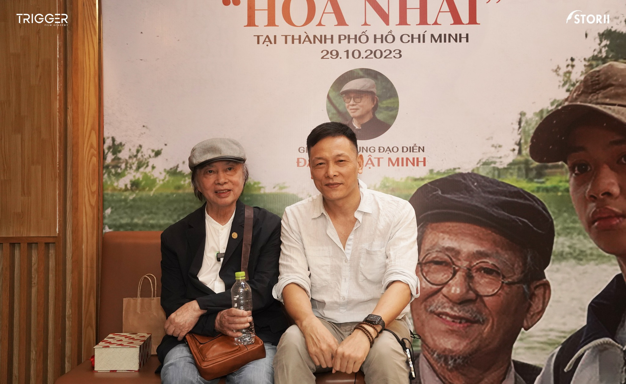 Đạo diễn - diễn viên Ngô Quang Hải (vai Lâm trong phim Hà Nội mùa Đông năm 46) tái ngộ cùng đạo diễn Đặng Nhật Minh.