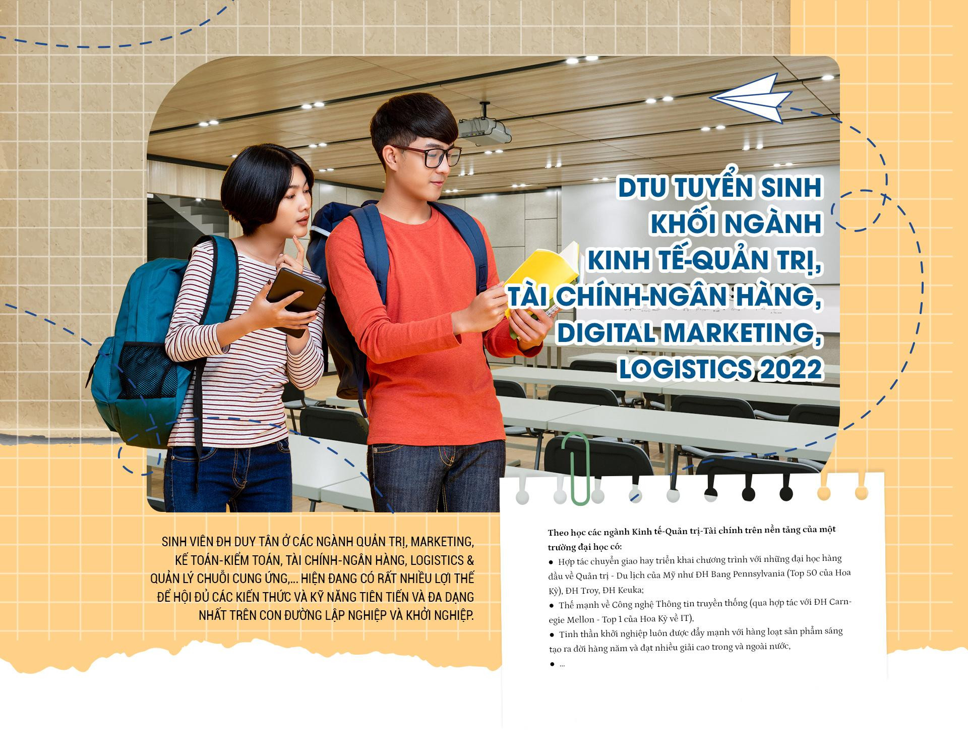 ĐH Duy Tân tuyển sinh khối ngành Kinh tế-Quản trị, Tài chính-Ngân hàng, Digital Marketing, Logistics 2022