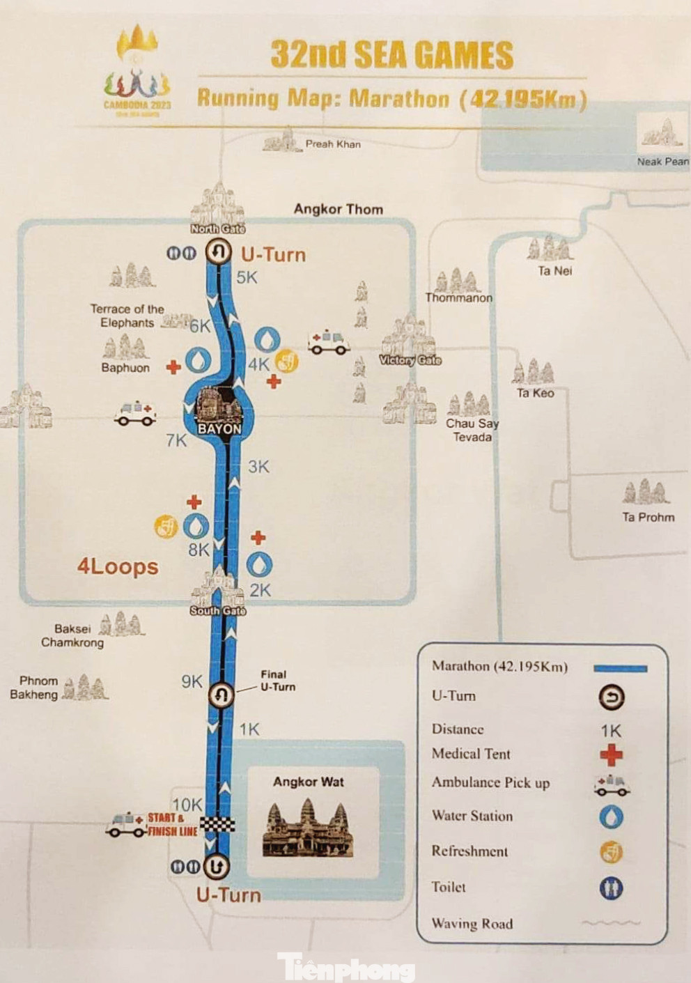 Chi tiết cung đường chạy marathon SEA Games 32 tại Siem Reap. Chi tiết cung đường chạy marathon SEA Games 32 tại Siem Reap.