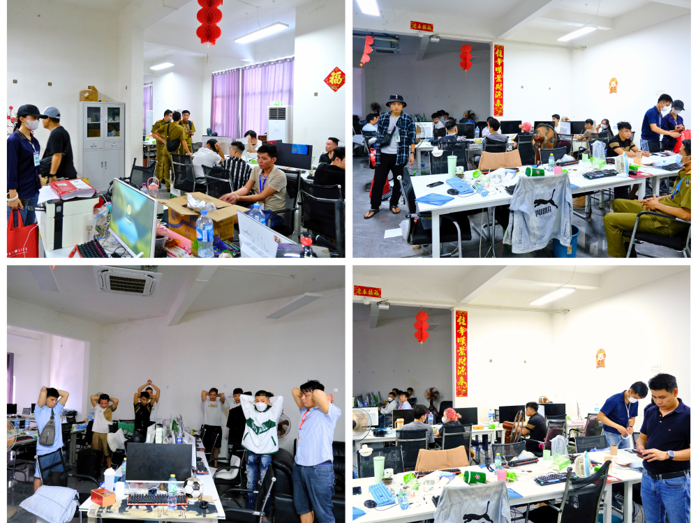 Văn phòng làm việc của nhóm lừa đảo (Ảnh: Công an cung cấp). Văn phòng làm việc của nhóm lừa đảo (Ảnh: Công an cung cấp).