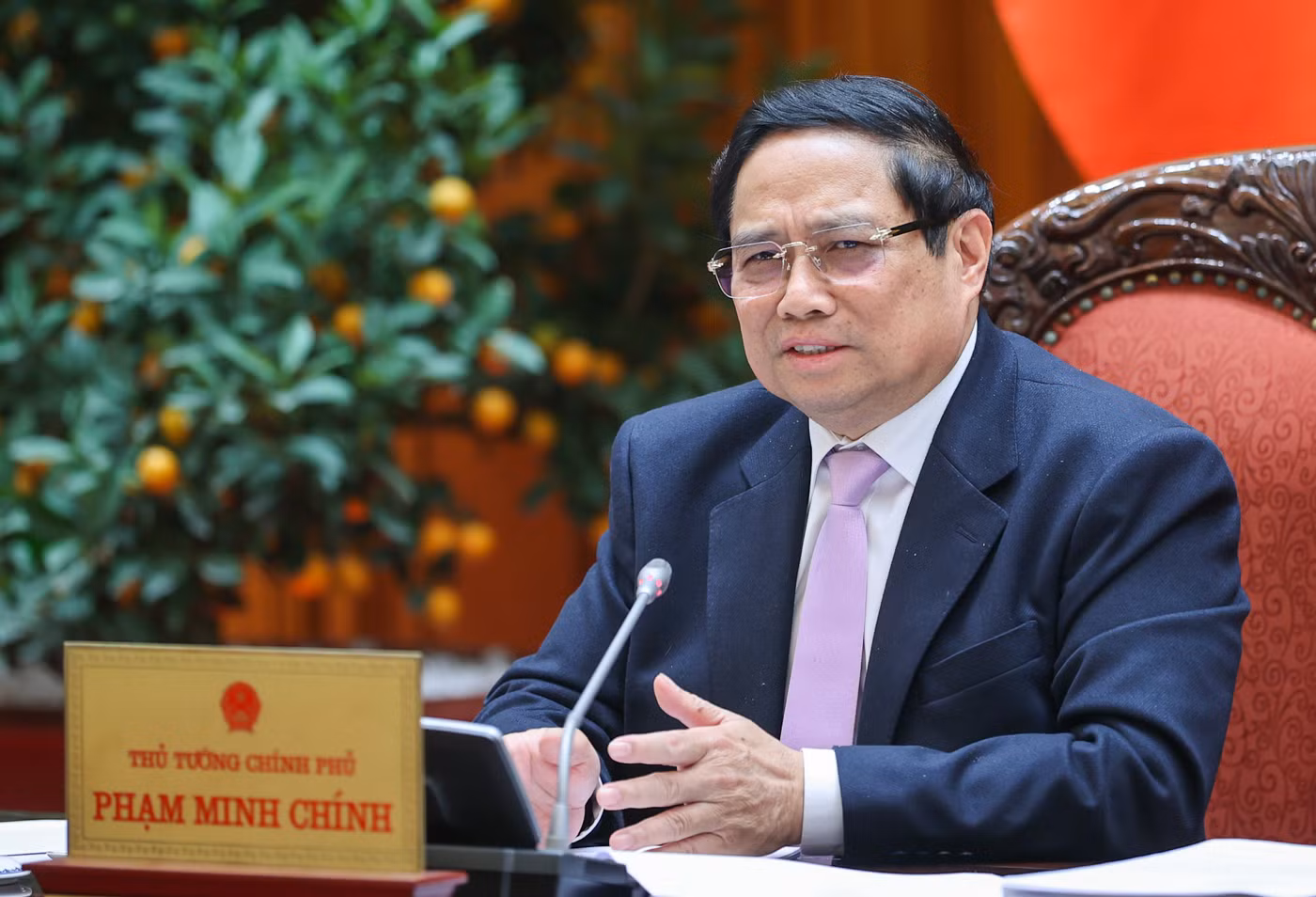 Thủ tướng Phạm Minh Chính và các thành viên Chính phủ tại cuộc họp sắp xếp, tinh gọn bộ máy