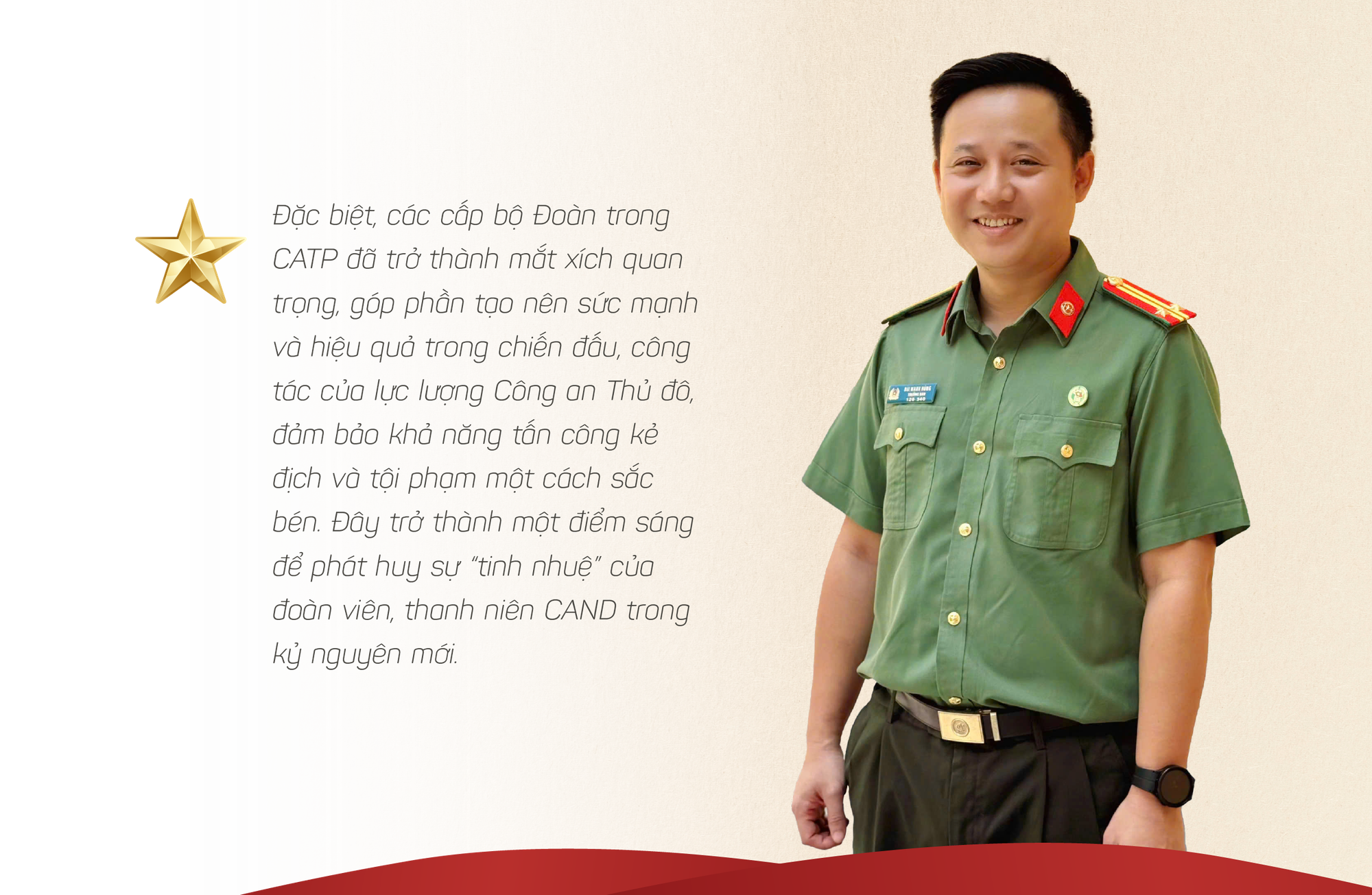 Trung tá Bùi Mạnh Hùng - Trưởng Ban Thanh niên Công an TP Hà Nội