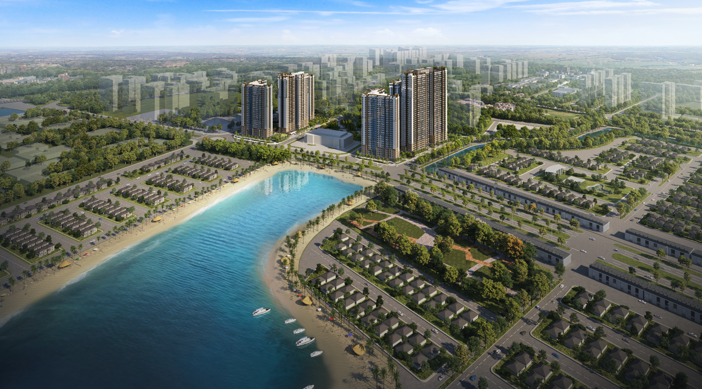 Vị trí kim cương của Masteri Waterfront giúp cư dân hưởng trọn tầm nhìn biển hồ thoáng đãng