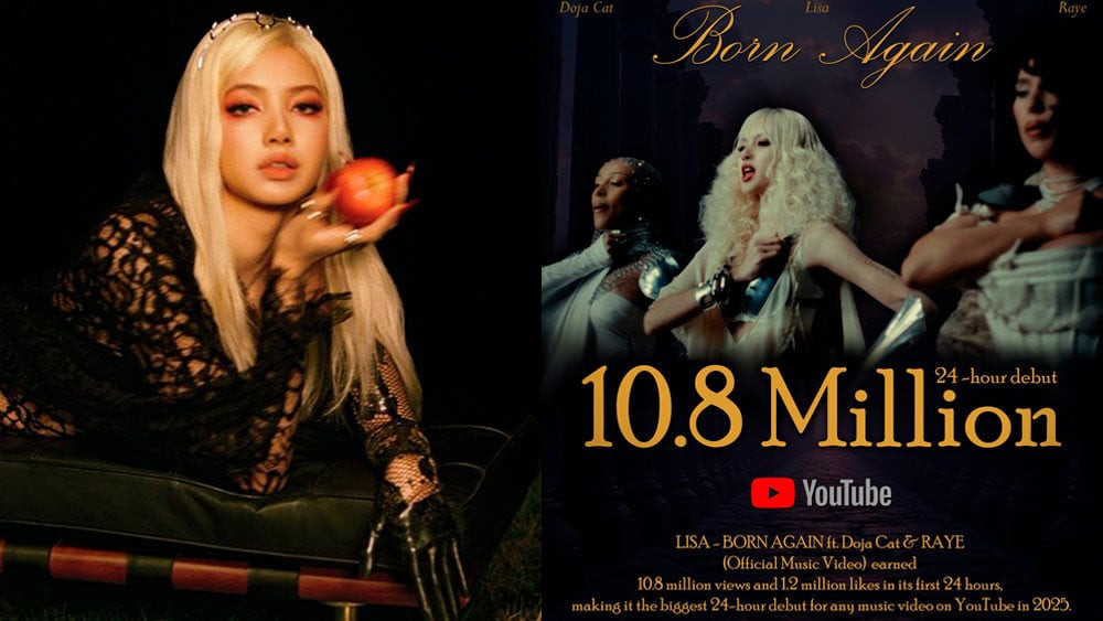 Born Again của Lisa (Feat. Doja Cat & RAYE) giành giải Video âm nhạc ra mắt lớn nhất trên YouTube năm 2025. Trong vòng 24 giờ đầu tiên, bài hát đã lập kỷ lục lớn cho Lisa, Doja Cat và Raye. Đáng chú ý, Born Again đã đạt 10,8 triệu lượt xem và 1,2 triệu lượt thích trên nền tảng này, lập kỷ lục 'bộ ba siêu sao' sở hữu MV ra mắt lớn nhất trên YouTube vào năm 2025. Trước đó, vào năm 2021, nhờ Lalisa, Lisa cũng đã lập kỷ lục Video ca nhạc được xem nhiều nhất của một nghệ sĩ solo trong lịch sử nền tảng này với hơn 73,6 triệu lượt xem. Born Again của Lisa (Feat. Doja Cat & RAYE) giành giải Video âm nhạc ra mắt lớn nhất trên YouTube năm 2025. Trong vòng 24 giờ đầu tiên, bài hát đã lập kỷ lục lớn cho Lisa, Doja Cat và Raye. Đáng chú ý, Born Again đã đạt 10,8 triệu lượt xem và 1,2 triệu lượt thích trên nền tảng này, lập kỷ lục 'bộ ba siêu sao' sở hữu MV ra mắt lớn nhất trên YouTube vào năm 2025. Trước đó, vào năm 2021, nhờ Lalisa, Lisa cũng đã lập kỷ lục Video ca nhạc được xem nhiều nhất của một nghệ sĩ solo trong lịch sử nền tảng này với hơn 73,6 triệu lượt xem.