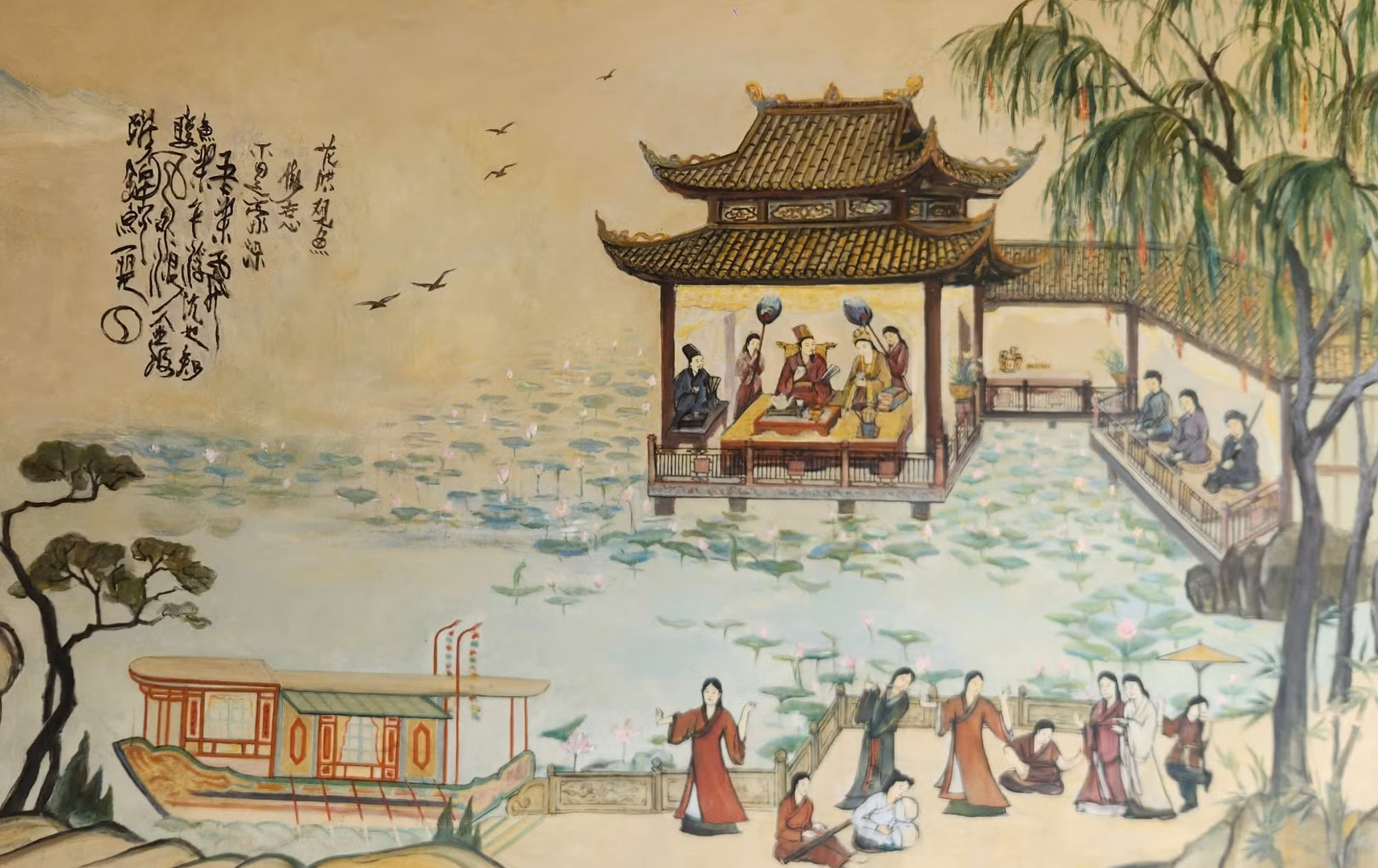 Tranh thưởng trà của người xưa