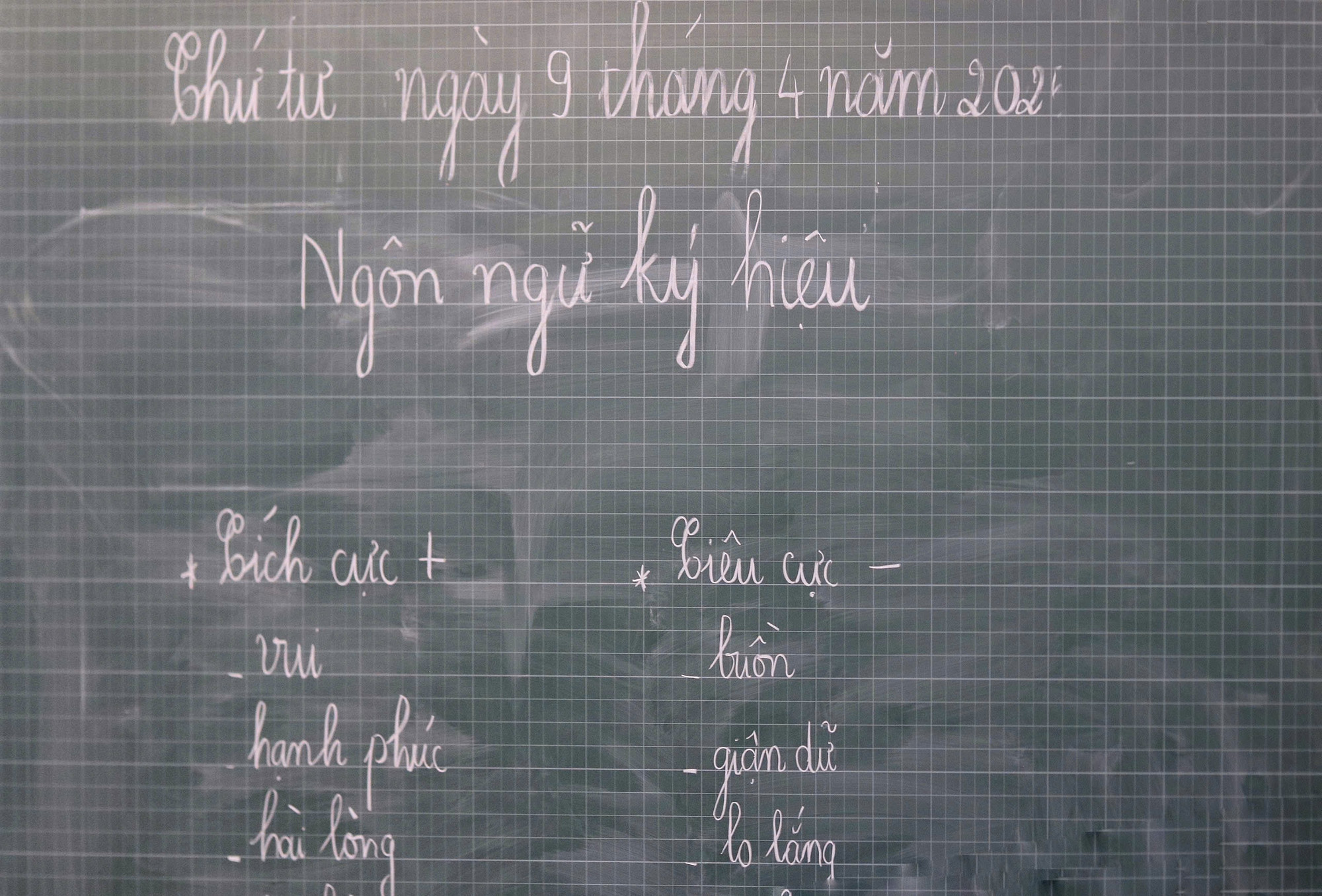 Tấm bảng tại Lớp học của Trẻ Điếc. (Ảnh: Khánh Ly) Tấm bảng tại Lớp học của Trẻ Điếc. (Ảnh: Khánh Ly)