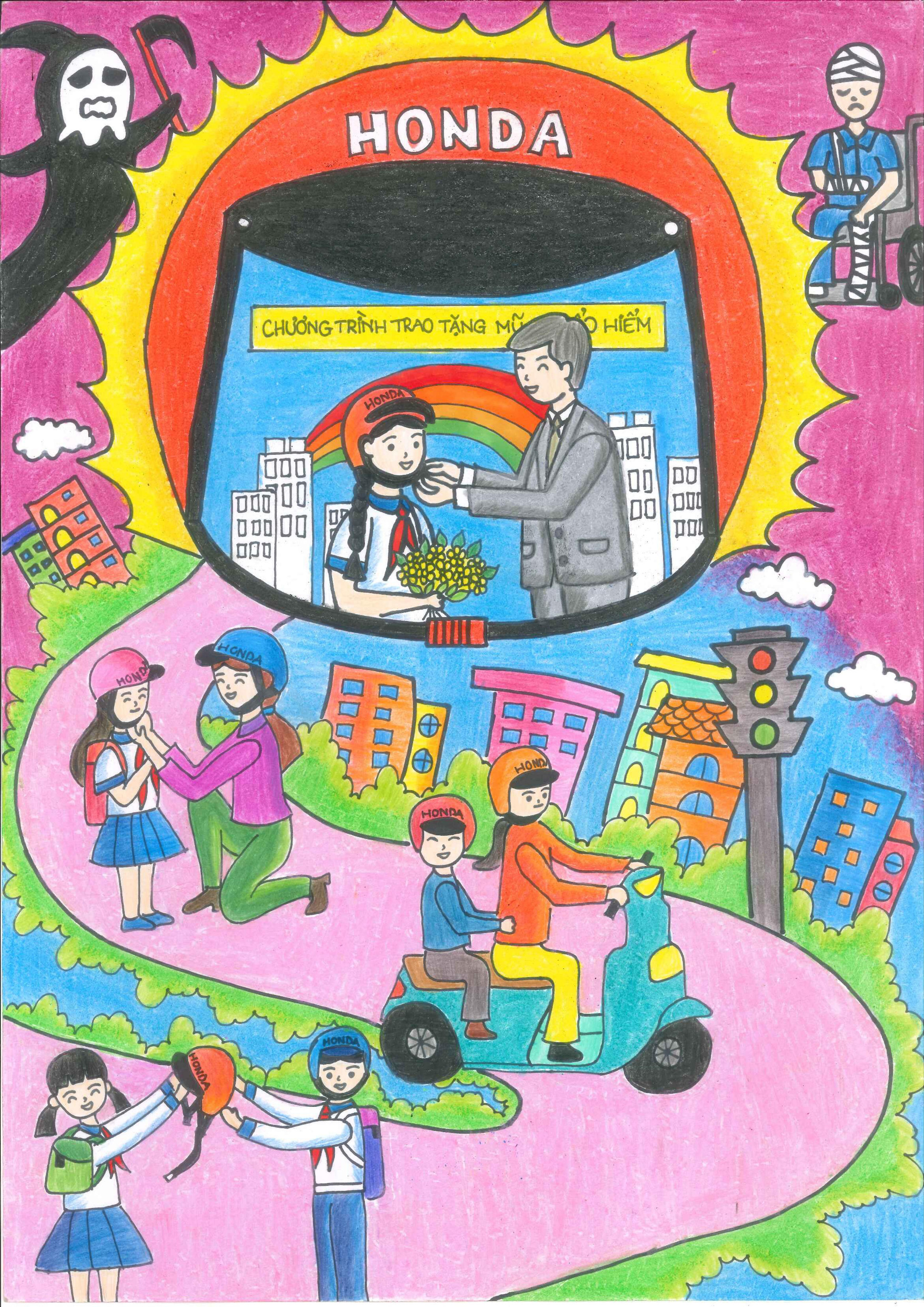 Hơn 800 học sinh đoạt giải sáng tác tranh 'Đội mũ xinh – Bảo vệ chúng mình' ảnh 4