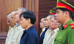 Các bị cáo tại phiên tòa. Ảnh: Tân Châu