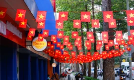 Ngắm phố phường TPHCM rực rỡ cờ hoa