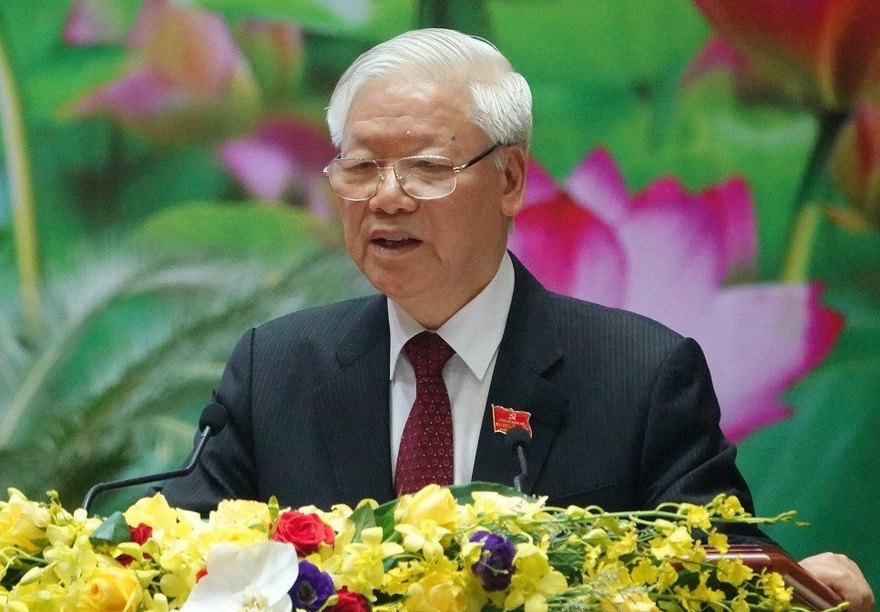 Tổng Bí thư, Chủ tịch nước, Bí thư Quân ủy Trung ương Nguyễn Phú Trọng phát biểu chỉ đạo Đại hội đại biểu Đảng bộ Quân đội lần thứ XI