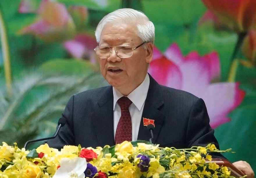 Tổng Bí thư, Chủ tịch nước, Bí thư Quân ủy Trung ương Nguyễn Phú Trọng phát biểu chỉ đạo Đại hội đại biểu Đảng bộ Quân đội lần thứ XI