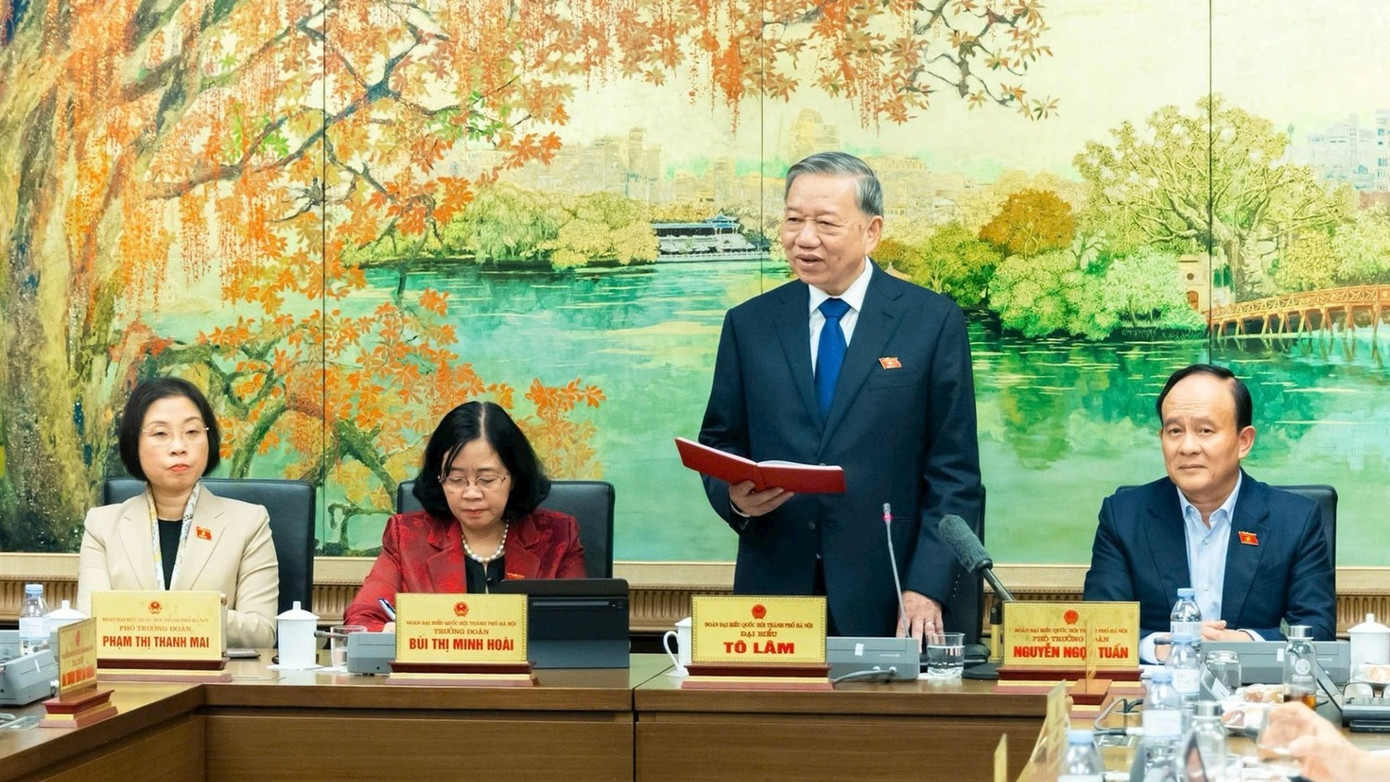 Tổng Bí thư Tô Lâm phát biểu tại phiên thảo luận tại tổ về dự thảo các Văn kiện trình Đại hội lần thứ XIV của Đảng, chiều 4/11/2025. (Ảnh DUY LINH)