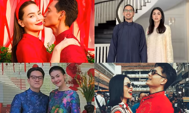 Ngắm các cặp đôi sao Việt diện áo dài đồng điệu đón Tết Giáp Thìn