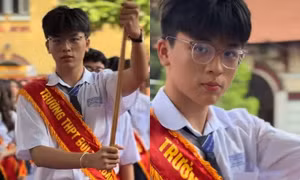 "Hotboy cầm cờ" gây sốt cõi mạng, được khen chuẩn nam chính phim vườn trường