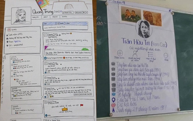Bất ngờ với cách học văn thời 4.0: Tóm tắt tiểu sử nhà văn bằng “Facebook giấy”