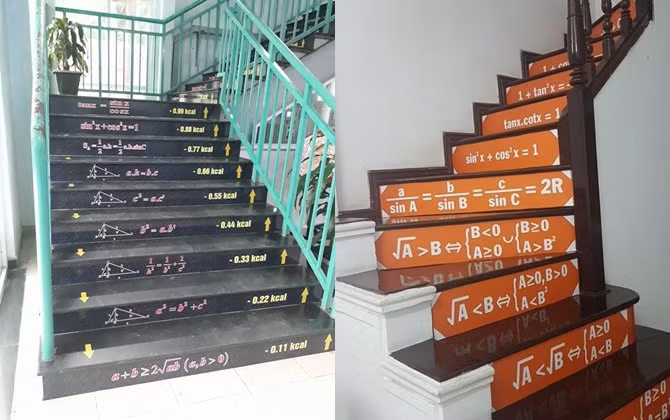 Dán công thức Toán chi chít bậc cầu thang, đây đúng là thầy giáo yêu nghề nhất Đông Nam Á