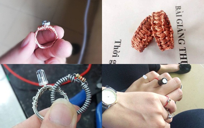 Bện "nhẫn" dây đồng, gắn "kim cương" bu lông để tỏ tình