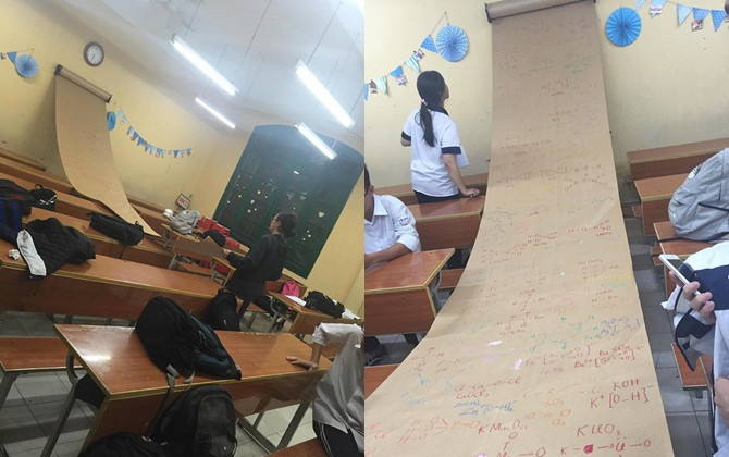 Bí kíp học Hóa "gây sốt": Chép toàn bộ công thức thành "Chiếu dời đô" treo ở cuối lớp