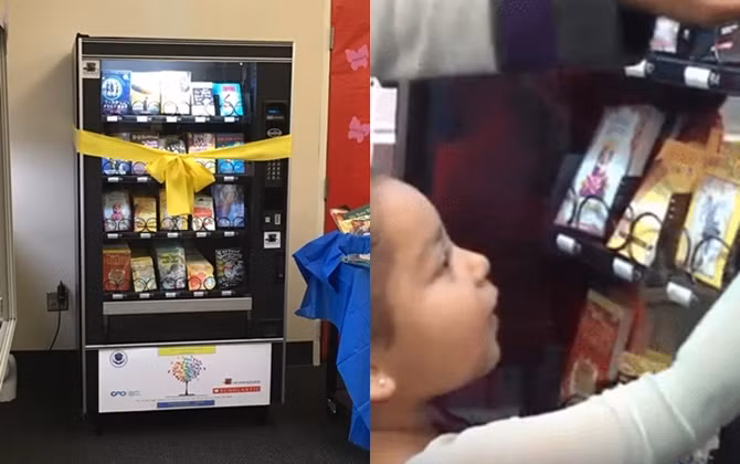 Trường học lắp máy bán hàng tự động, nhưng không bán gì, mà chỉ tặng!