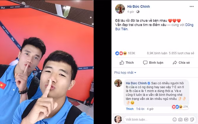 Đăng ảnh 4 tiếng nhận gần 200.000 likes, đến Đức Chinh cũng tưởng Facebook bị lỗi