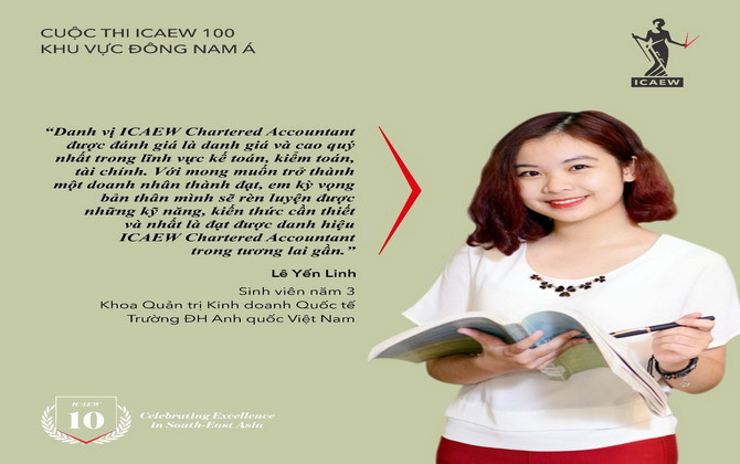 Sinh viên Việt Nam đoạt giải Nhì cuộc thi tìm kiếm 100 gương mặt sinh viên xuất sắc Đông Nam Á do ICAEW tổ chức 
