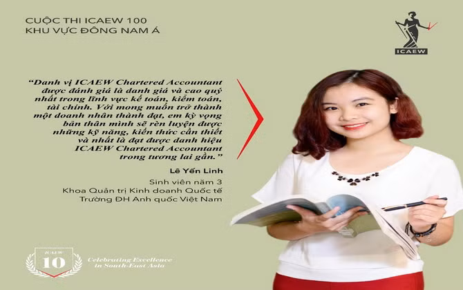 Sinh viên Việt Nam đoạt giải Nhì cuộc thi tìm kiếm 100 gương mặt sinh viên xuất sắc Đông Nam Á do ICAEW tổ chức 