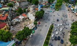 Cận cảnh vị trí xây dựng hai cầu vượt trực thông dự án Vành đai 1 Hoàng Cầu - Voi Phục