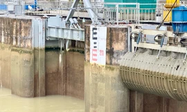 Mực nước tại nhà máy Thủy điện Bình Long (xã Hòa An, tỉnh Cao Bằng)