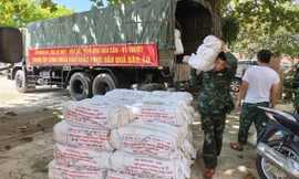 Gạo hỗ trợ vùng lũ Lạng Sơn. Ảnh: Dương Nguyên. 