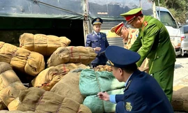 Xử lý hàng nhập lậu vào tỉnh Cao Bằng. Ảnh: CB