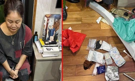 Đối tượng Phùng Ngọc Bích và tang vật. Ảnh: H.T