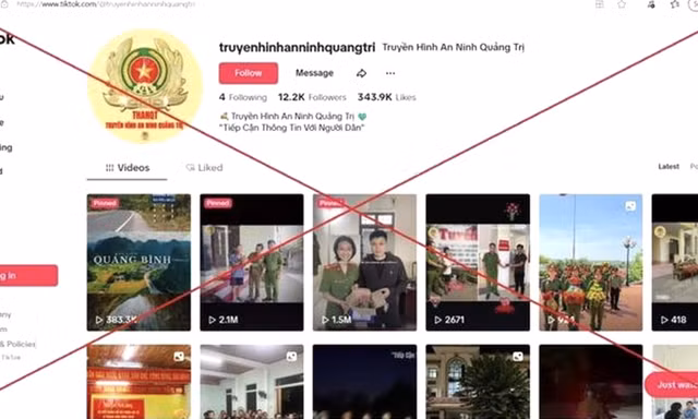 Kênh Tiktok 'Truyền hình An ninh Quảng Trị' giả mạo phát tán nhiều nội dung phản cảm