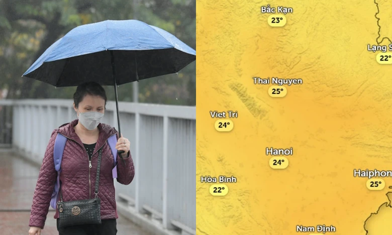 Không khí lạnh tăng cường gây mưa ở Hà Nội, nhiệt độ thay đổi thế nào?