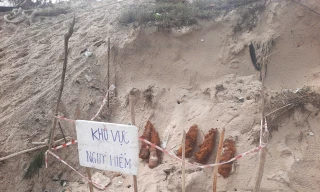 Phát hiện 8 quả bom mìn ở ven biển Quảng Trị