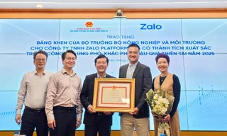 Zalo nhận bằng khen từ Bộ trưởng Bộ Nông nghiệp và Môi trường