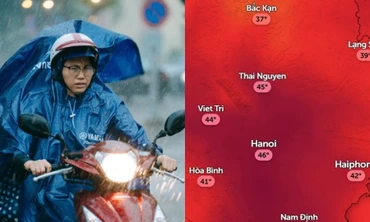 Hà Nội oi nóng dịp cuối tuần, lên tới 46 độ C trước khi đón mưa giải nhiệt 