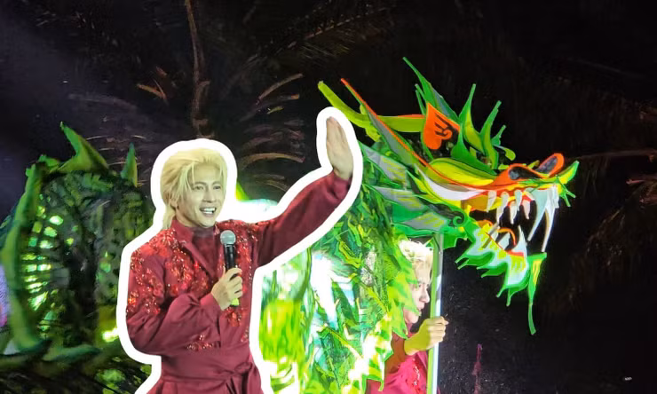 "Anh tài" S.T Sơn Thạch gây bất ngờ khi trổ tài múa rồng trên sân khấu