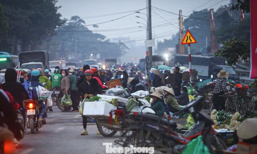 Hà Nội: Lòng đường biến thành chợ cóc, giao thông rối loạn gần cầu Mai Lĩnh