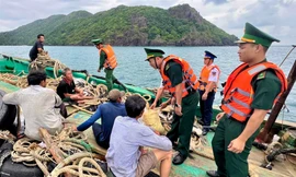 Cứu 5 ngư dân rơi xuống nước ở vùng biển Côn Đảo