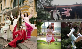 Cách tạo dáng "độc lạ" của nhiều bạn trẻ trong tà áo dài gây xôn xao cõi mạng