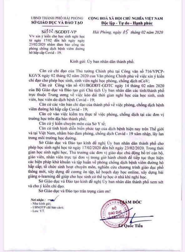 Lan truyền văn bản giả mạo Hải Phòng cho học sinh nghỉ học ảnh 3