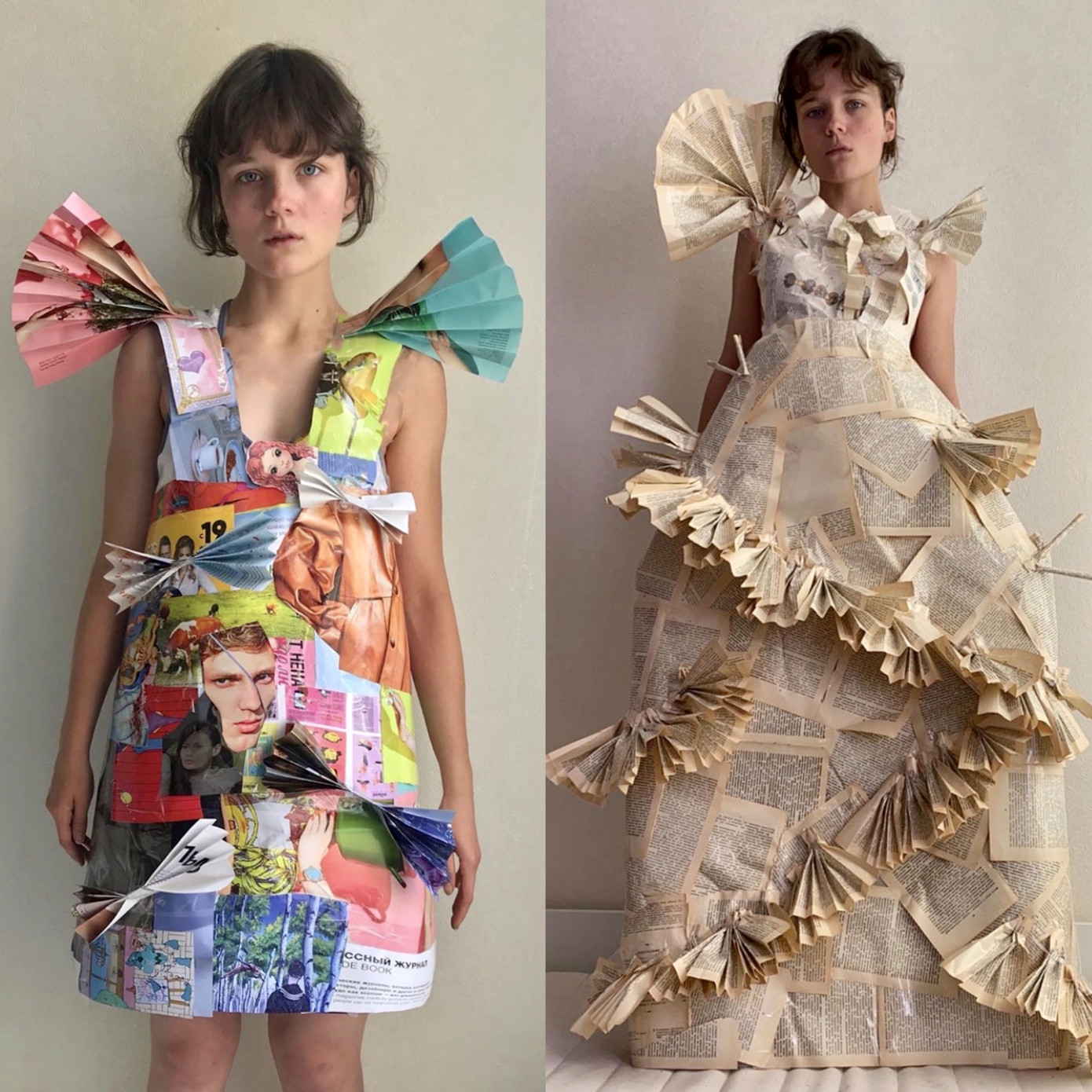 Cô gái 19 tuổi nổi tiếng nhờ tài thiết kế thời trang từ lá bài, đĩa CD ảnh 1