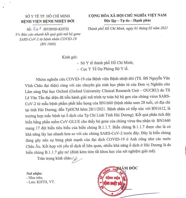TPHCM: Đã có bệnh nhân đầu tiên nhiễm biến thể COVID-19 từ Anh ảnh 1